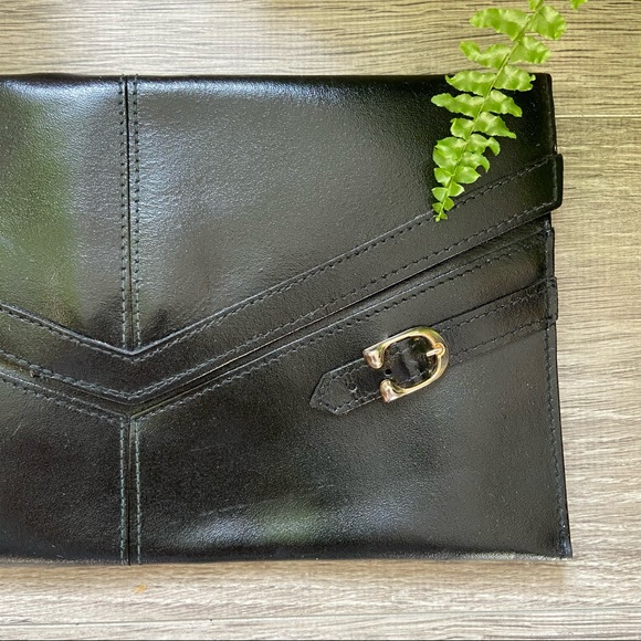 Vintage Black Leather Envelope Purse - Picture 5 of 8